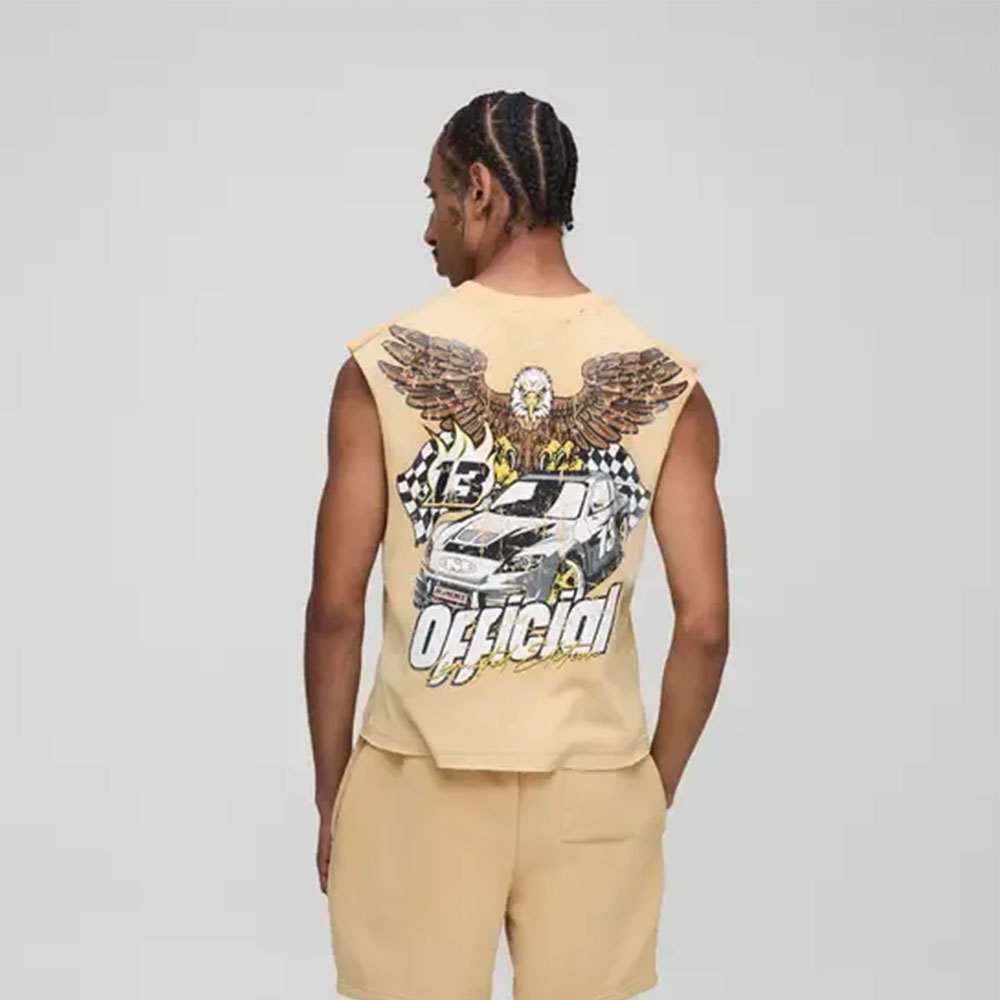 Shrunken Boxy Moto Graphic Washed Distressed Tank - Image 2