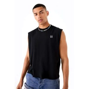 Vests _ Oversized Boxy Homme Rottweiler Distressed Back Print Tank