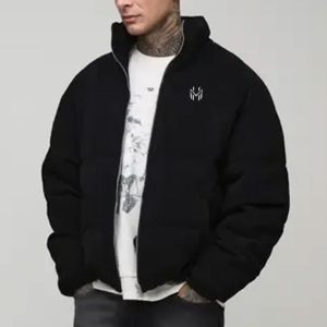 Jackets & Coats Tall Regular Fit Textured Faux Suede Funnel Neck Puffer Jacket