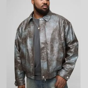 Jackets & Coats Plus Tie Dye Snake PU Boxy Bomber Jacket