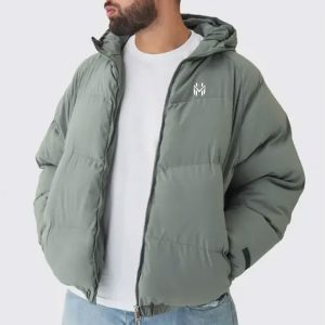 Jackets & Coats Plus Man Regular Fit Hooded Puffer Coat In Grey