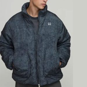 Jackets & Coats Oversized Boxy Fit Washed Nylon Padded Funnel Neck Puffer Jacket